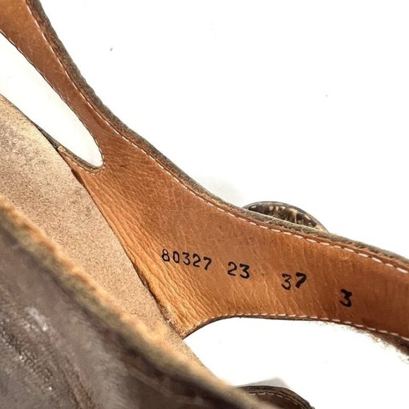 Think Zilli Wedge Leather Sandals EU 37 US 6.5 Taupe Cork Hook & Loop Boho Chic - Picture 6 of 7